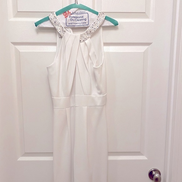 Crepe Wide-Leg Wedding Jumpsuit with Crystal Neckline - Picture 5 of 6